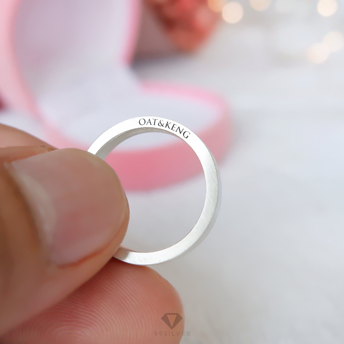 แหวน Silver Ring Edge อักษรสลักขอบแหวน ผิวด้านปัดแฮร์ไลน์