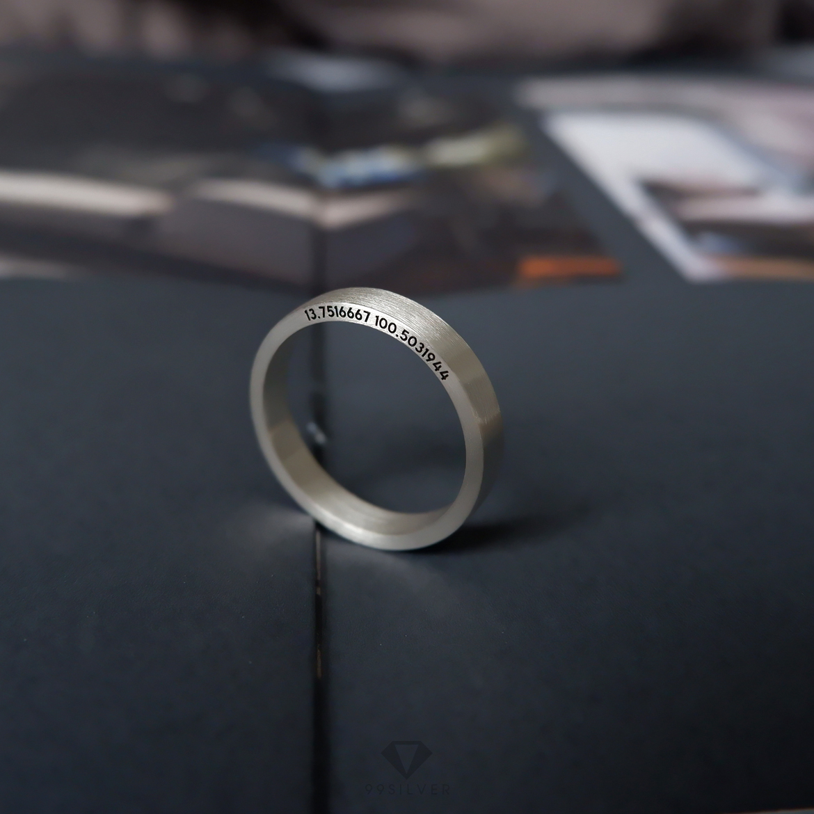 แหวน Silver Ring Edge อักษรสลักขอบแหวน ผิวด้านปัดแฮร์ไลน์