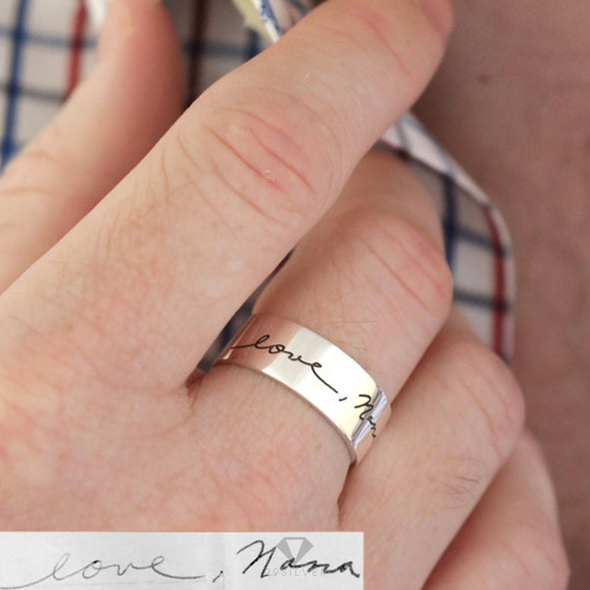 แหวนสลักลายมือ ใช้ลายมือจากที่คุณเขียน มาสลักลงแหวน แทนความรู้สึก