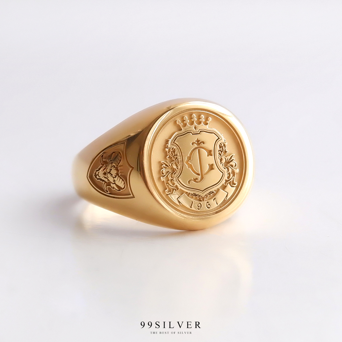 แหวน Signet Ring ออกแบบได้เองตามที่ต้องการ ตัวเรือนหน้ากลม 14x14 มิลลิเมตร