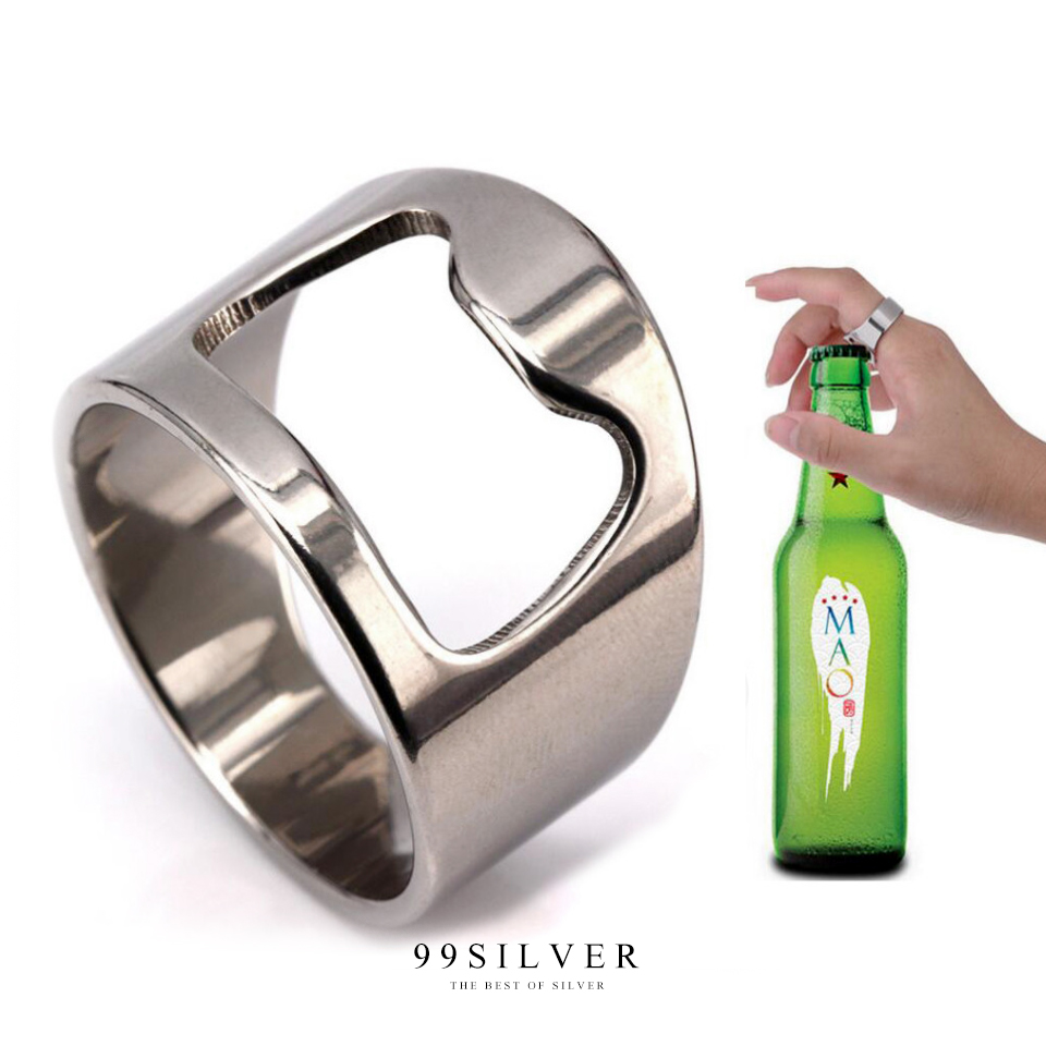 แหวนที่เปิดขวด สำหรับสายดื่ม เนื้อสแตนเลสแข็งแรง งัดเปิดฝาจีบได้เท่ห์ๆ
