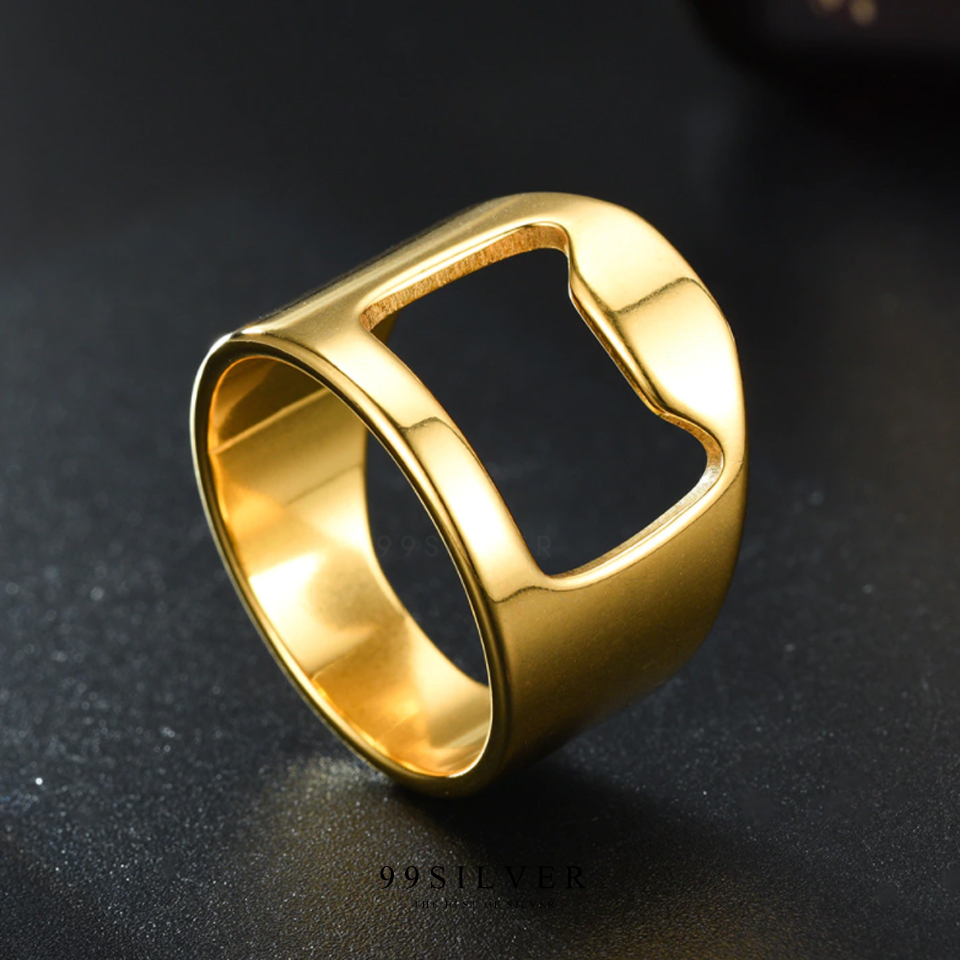 แหวนที่เปิดขวด สำหรับสายดื่ม เนื้อสแตนเลสแข็งแรง งัดเปิดฝาจีบได้เท่ห์ๆ