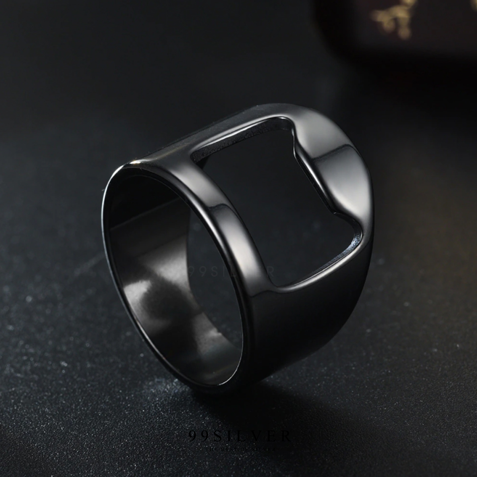 แหวนที่เปิดขวด สำหรับสายดื่ม เนื้อสแตนเลสแข็งแรง งัดเปิดฝาจีบได้เท่ห์ๆ