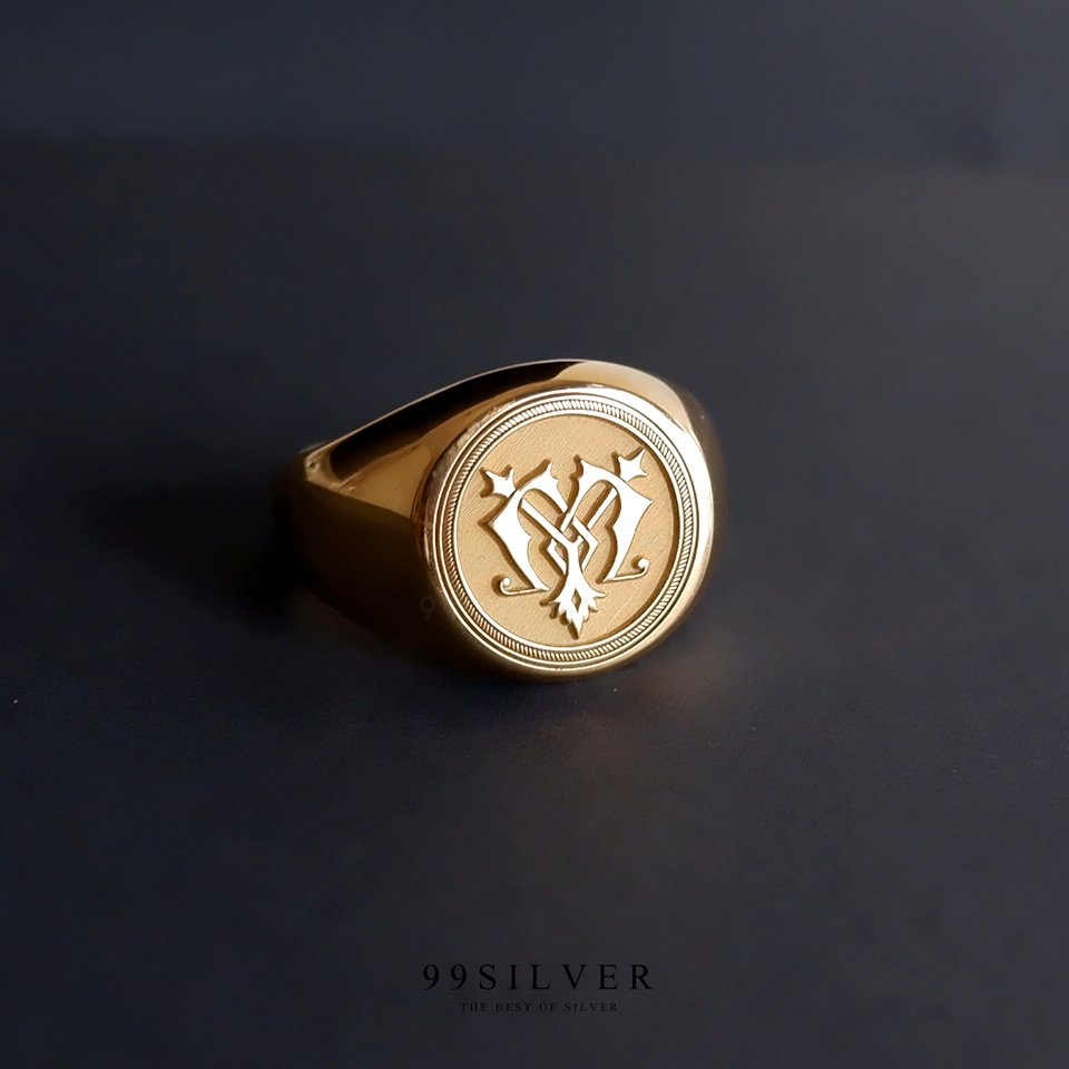 แหวน Signet Ring ออกแบบได้เองตามที่ต้องการ ตัวเรือนหน้ากลม 14x14 มิลลิเมตร