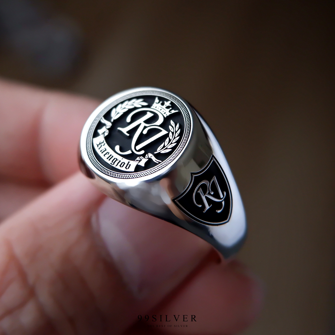 แหวน Signet Ring ออกแบบได้เองตามที่ต้องการ ตัวเรือนหน้ากลม 14x14 มิลลิเมตร