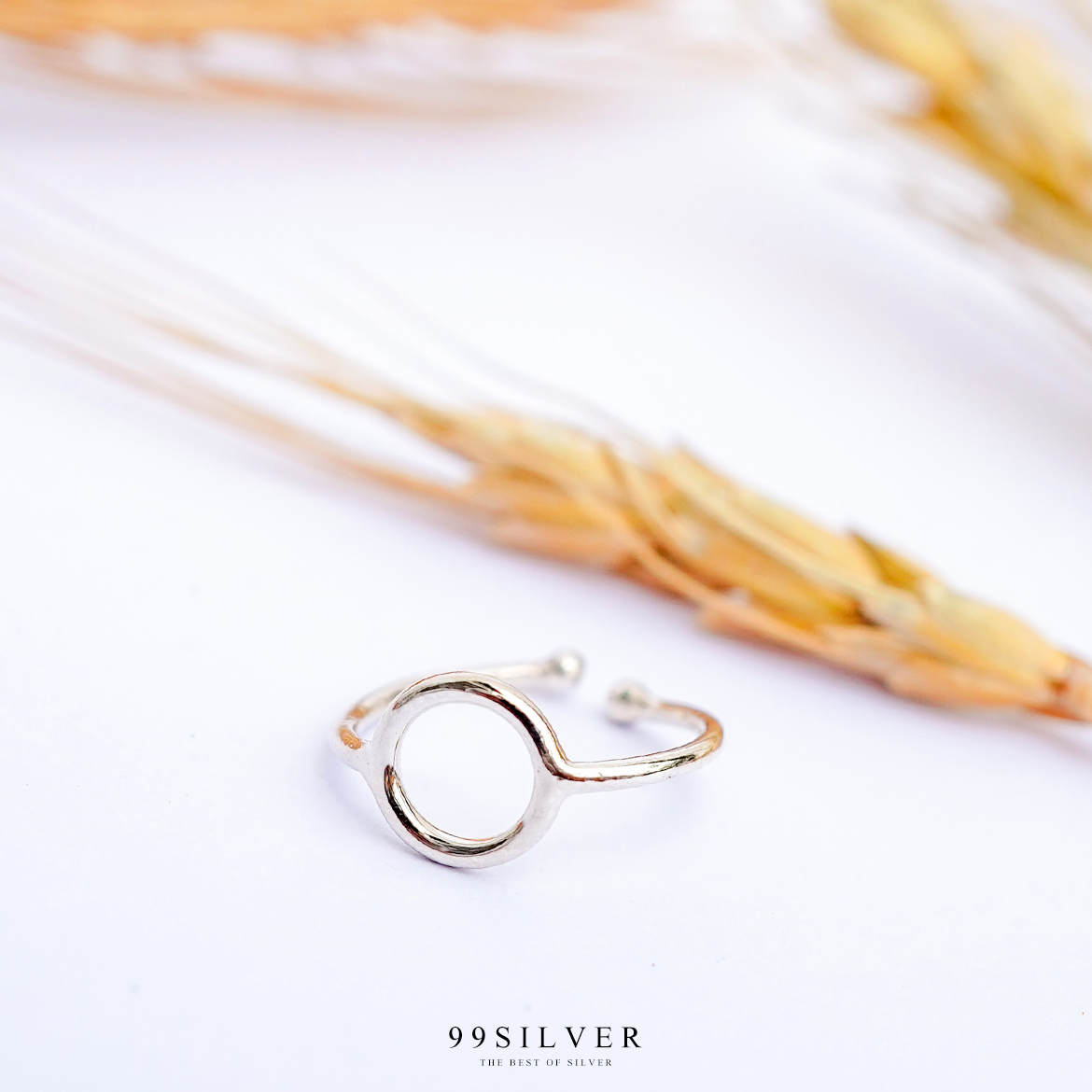 แหวน Circular Minimal ตัวเรือนเงินแท้ก้านเล็ก 2.5 มิลลิเมตร ผิวเงาสวยงาม