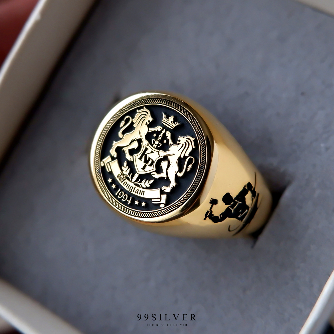 แหวน Signet Ring ออกแบบได้เองตามที่ต้องการ ตัวเรือนหน้ากลม 14x14 มิลลิเมตร