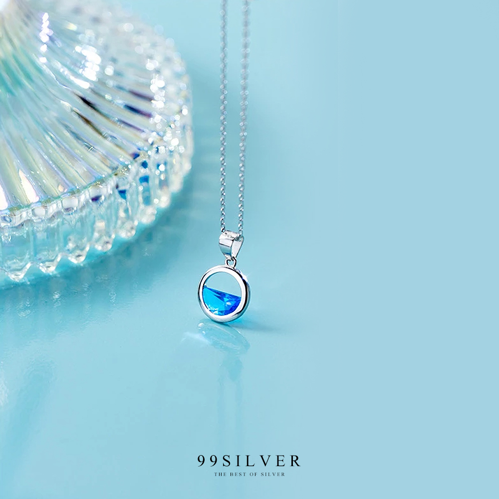 จี้เงินแท้หยดน้ำ ดีไซน์เหมือนมีน้ำอยู่ในจี้ โดยใช้เพชร Cz swiss Blue water คัดพิเศษ