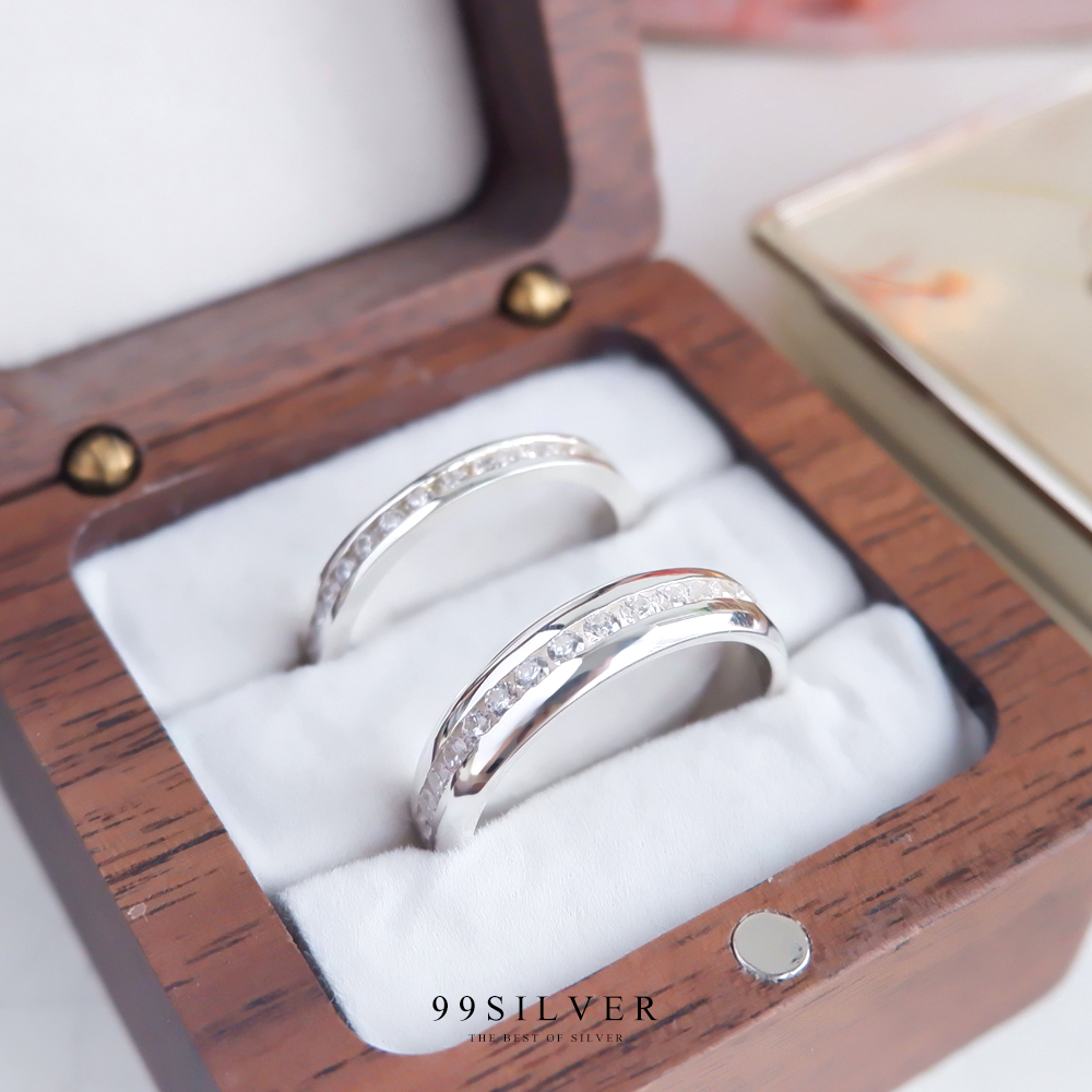 แหวนคู่เพชร Cz swiss รอบวงทั้งชายและหญิง Set คู่ 2 วง 