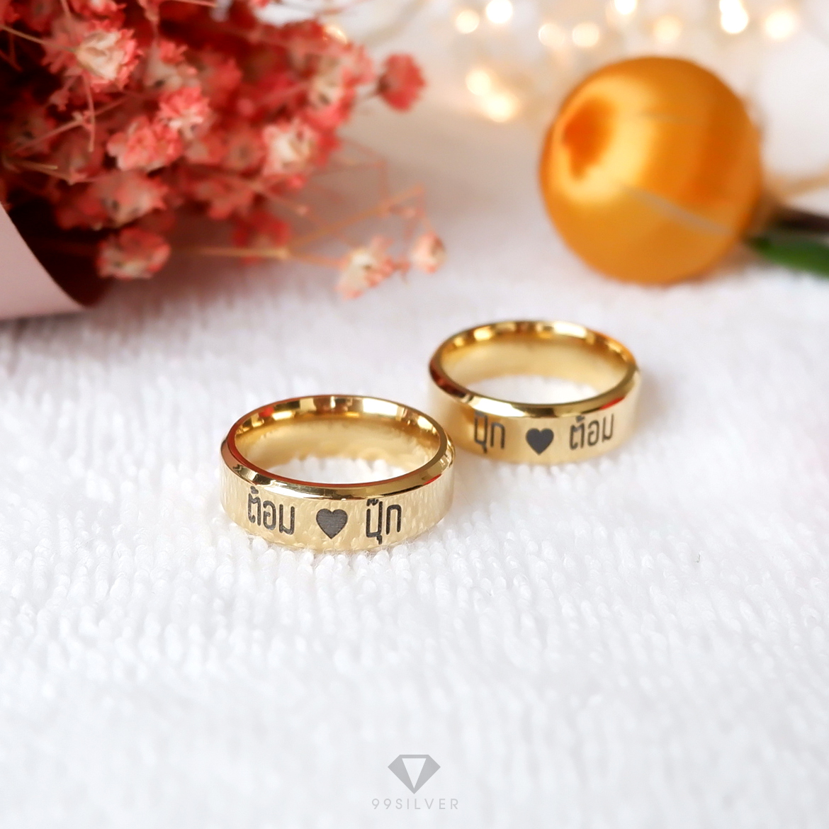 แหวนสแตนเลสแท้หน้ากว้าง 6 มิลลิเมตร ขอบลดมุมตัดสวยงาม ตัวเรือนสีทองเงา