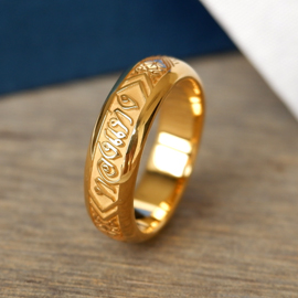 แหวนสแตนเลสขอบตัด หน้ากว้าง 4 มิลลิเมตร ตัวเรือนชุบทอง