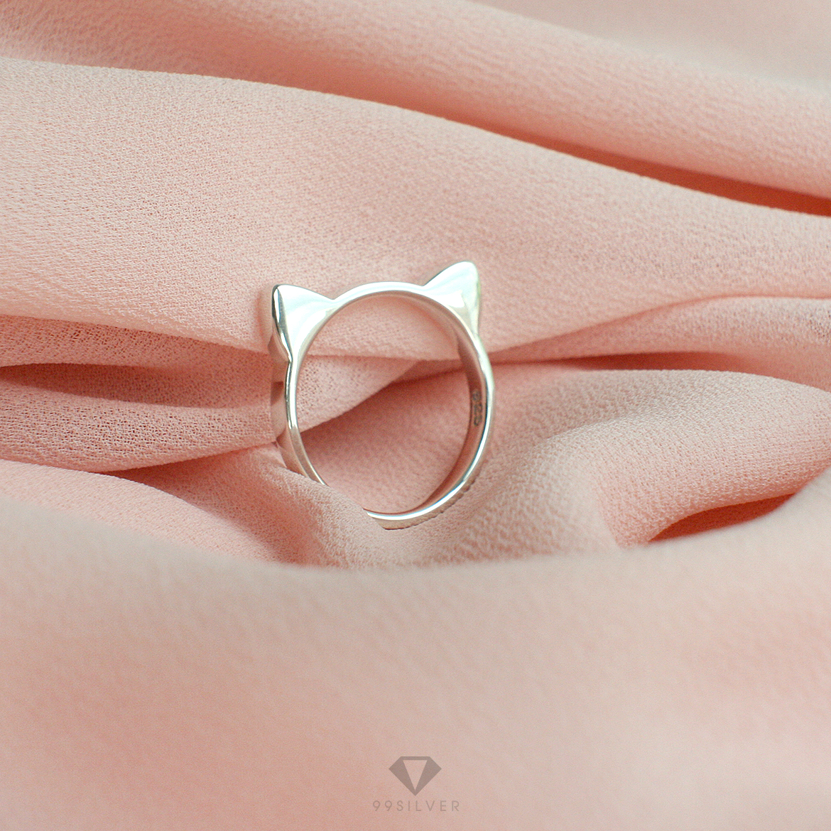 แหวนหูแมว Cat Ear Ring เนื้อตันเรียบ ใส่ง่ายน่ารัก สำหรับทาสแมว